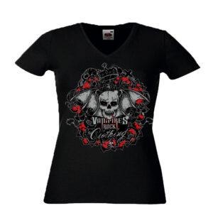Vampires Rock Ladies V Neck T Shirt
